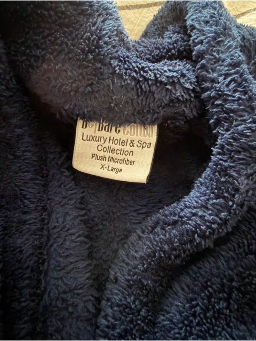 Navy Plush  Robe - Picture 2 of 3